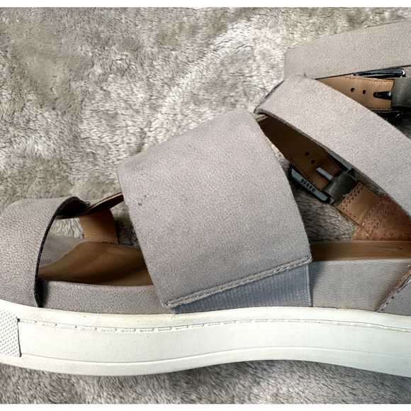 Linea Paolo Gray Leather Hidden Wedge Sandals Womens Size 8 - Picture 7 of 8